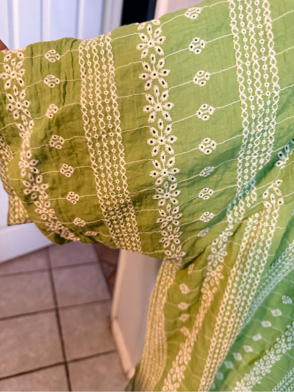 Umgee Light Green Embroidered V-Neck Tunic - Picture 4 of 5